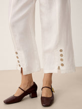 100% Linen Buttoned Split-Hem Pants ALINA by LINTICO for women