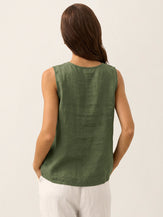 100% Linen Buttons Down Tank Top ERIN by LINTICO for women