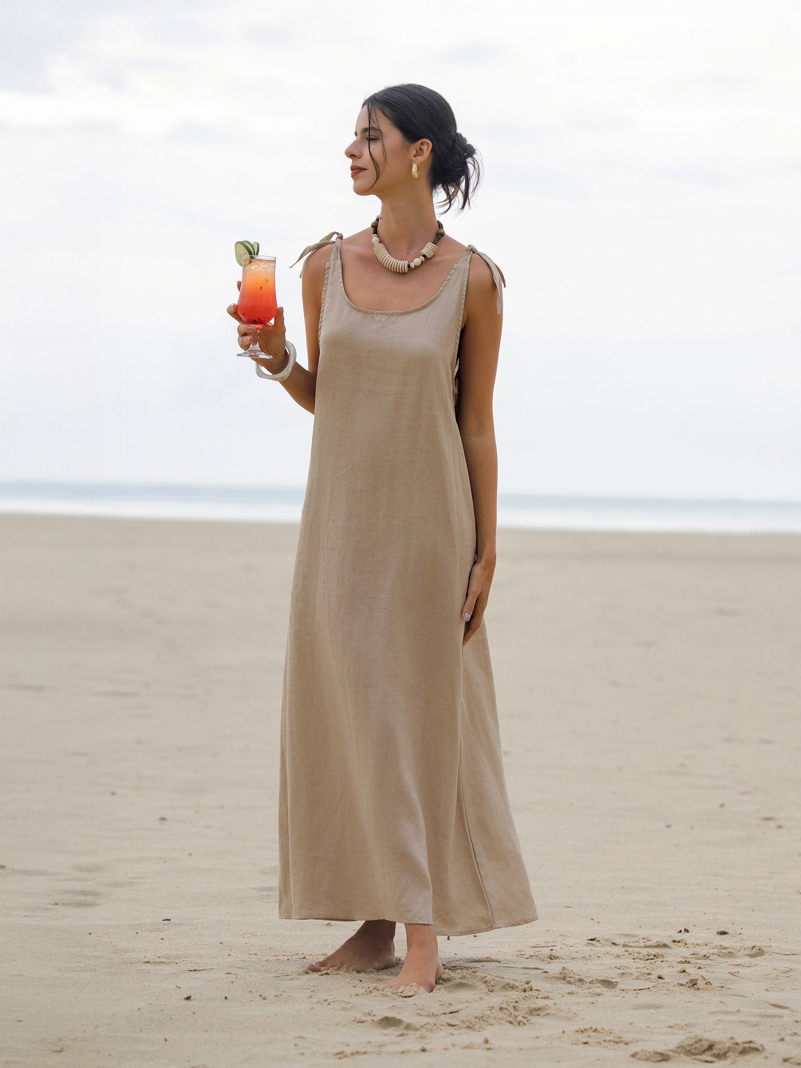 100% Linen Camisole Dress QEARL