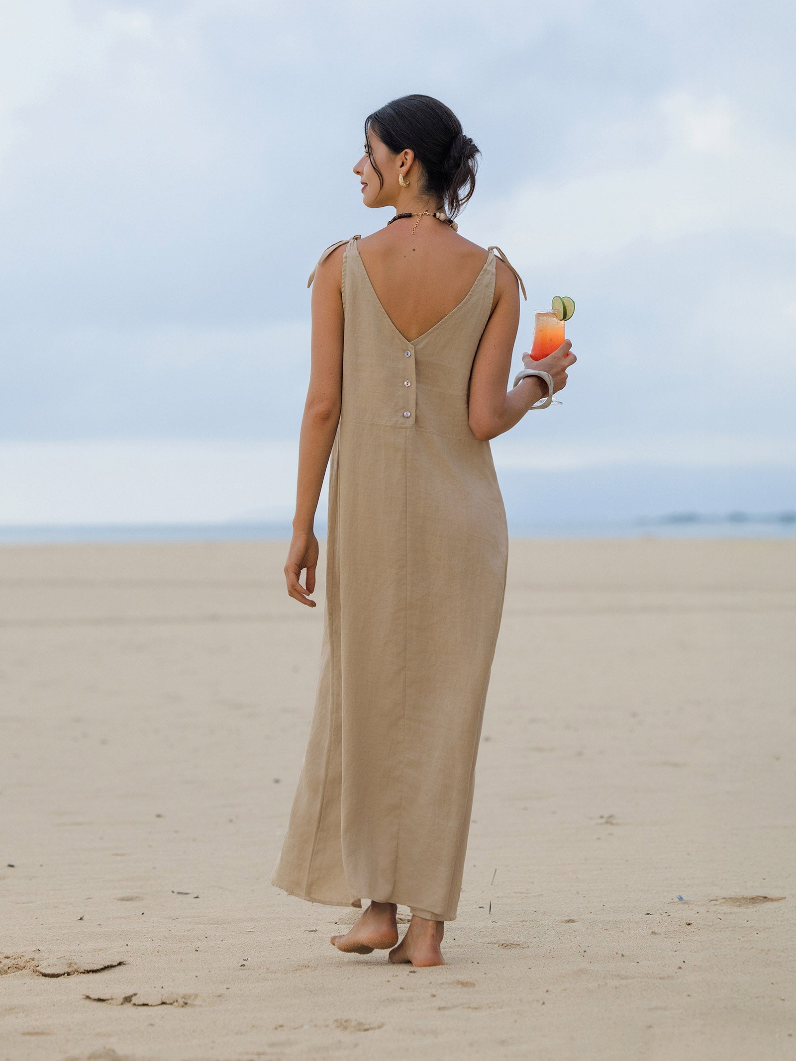 100% Linen Camisole Dress QEARL by LINTICO for women