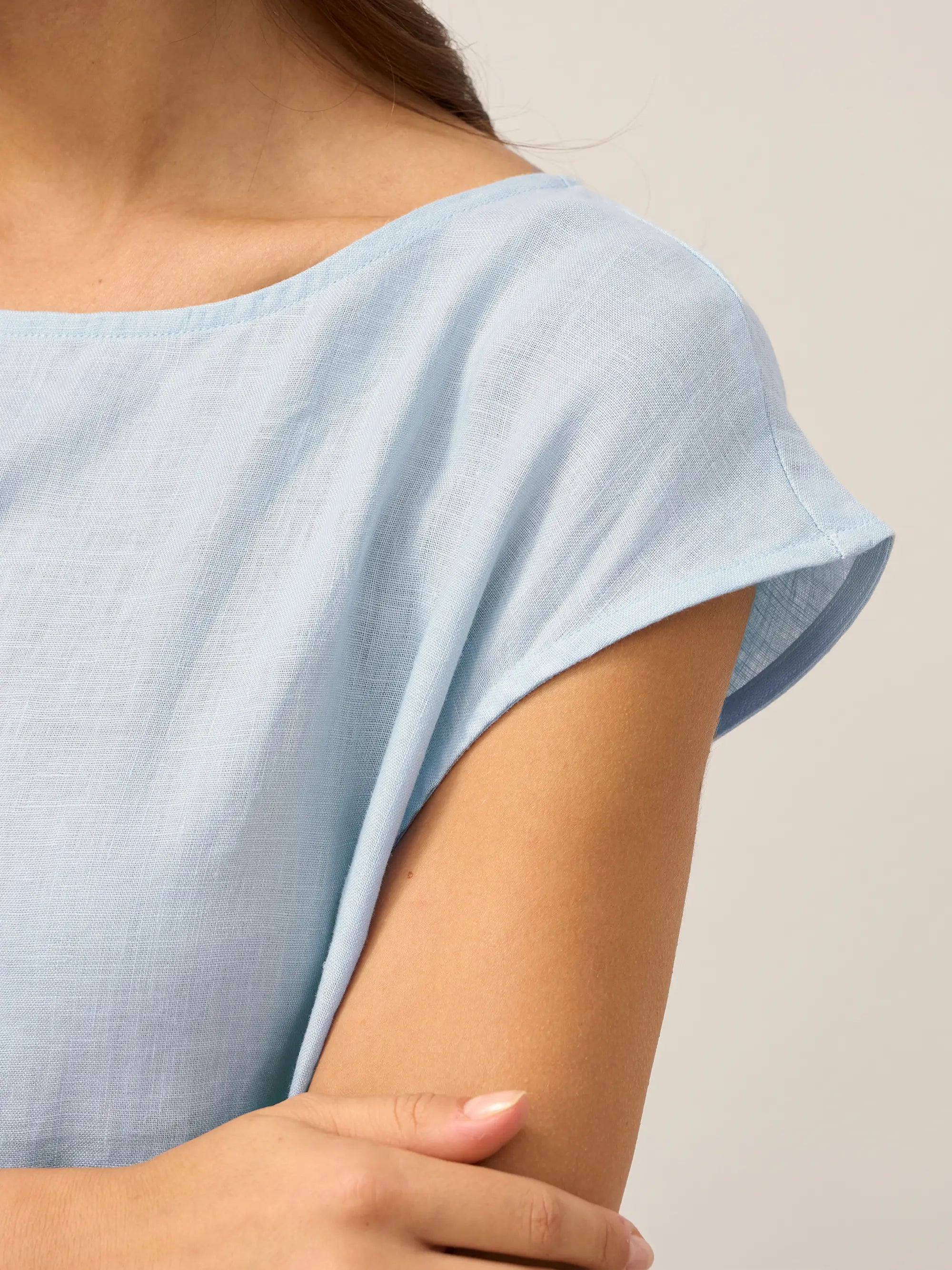 100% Linen Cap Sleeve Washed Maxi Dress JOAN