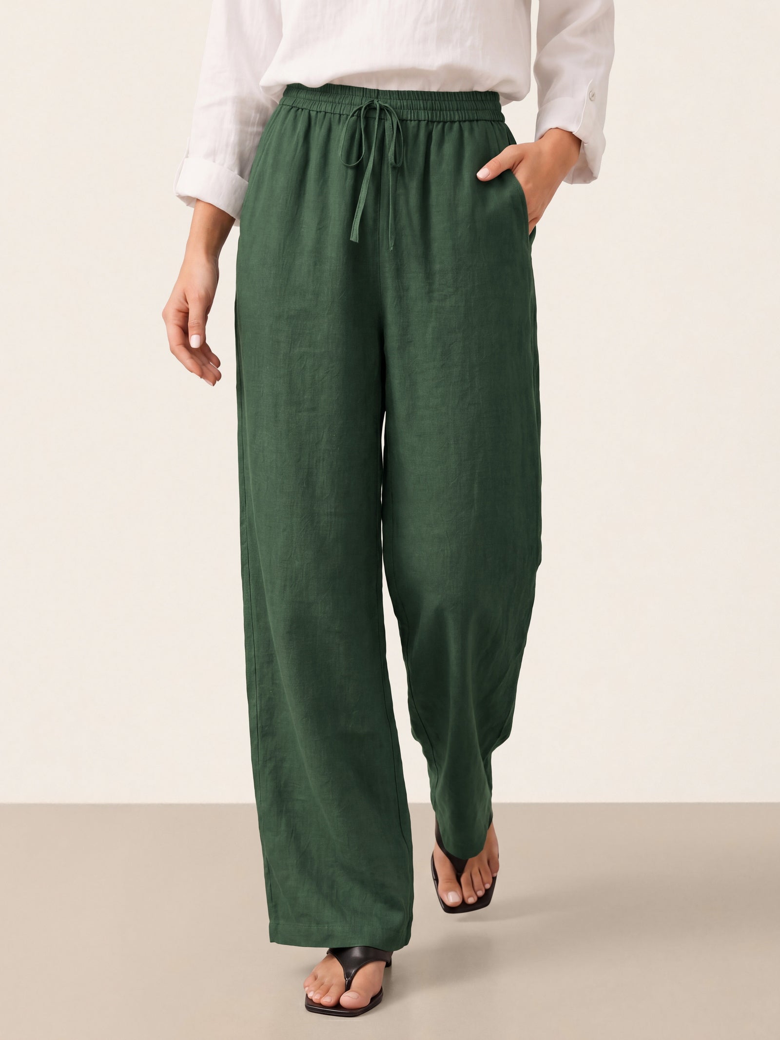 100% Linen Classic Pants LYON by LINTICO for women