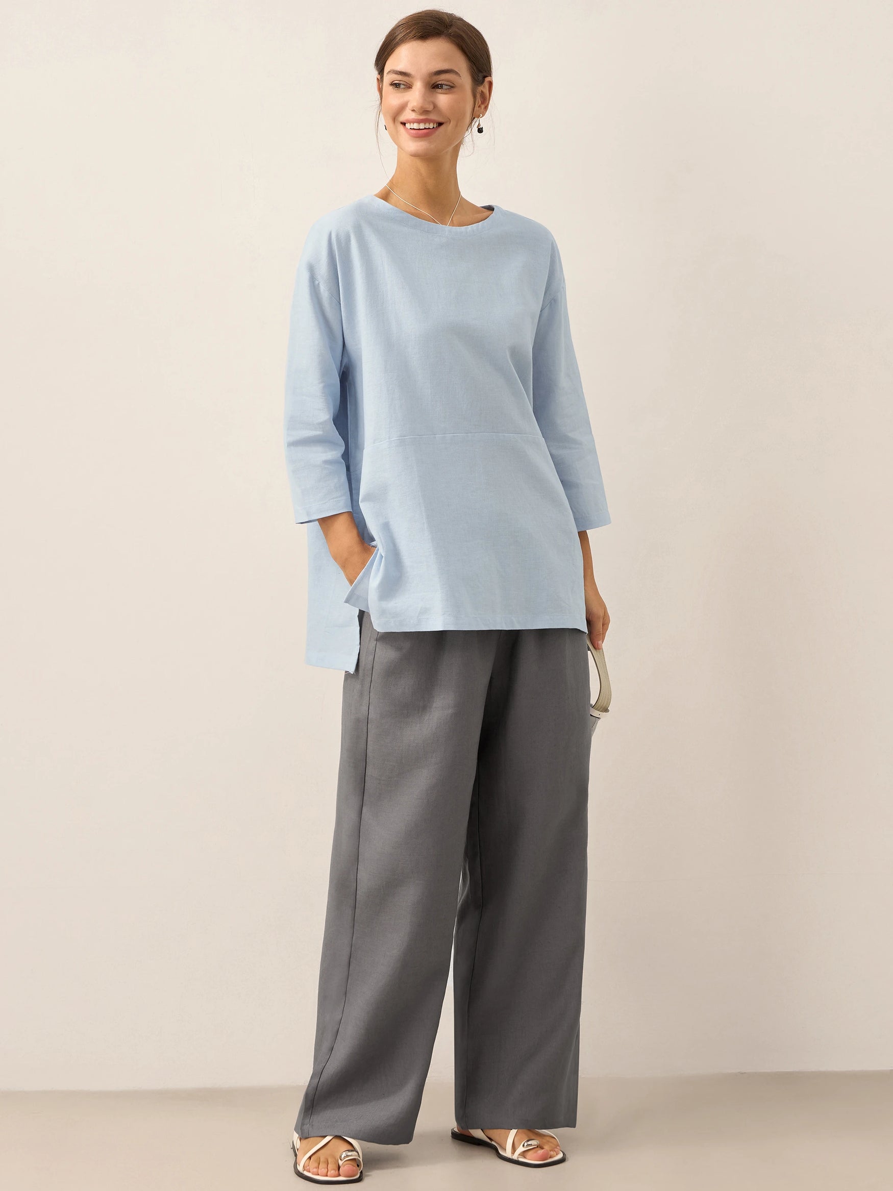 100% Linen Classic Pants LYON by LINTICO for women