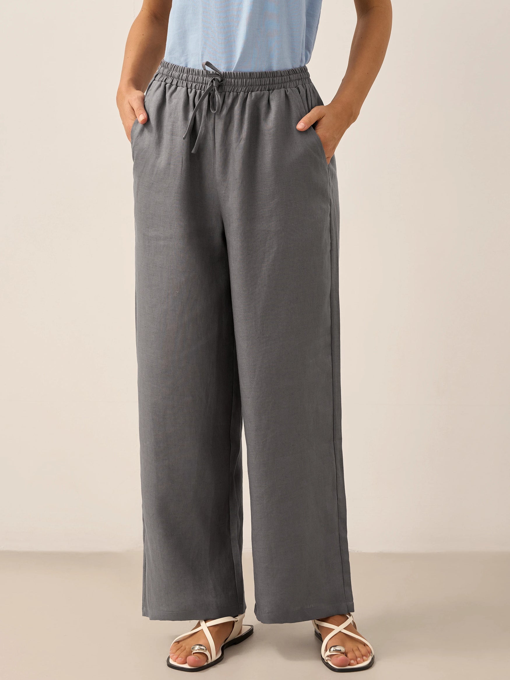 100% Linen Classic Pants LYON by LINTICO for women