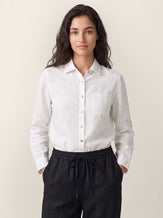 White 100% Linen Classic Shirt Top SAVANNAH by LINTICO