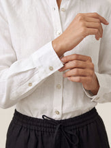 White 100% Linen Classic Shirt Top SAVANNAH by LINTICO