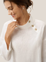 100% Linen Classic Side Neck Top CORA by LINTICO