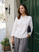 100% Linen Classic Side Neck Top CORA by LINTICO