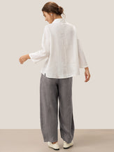 100% Linen Classic Side Neck Top CORA by LINTICO