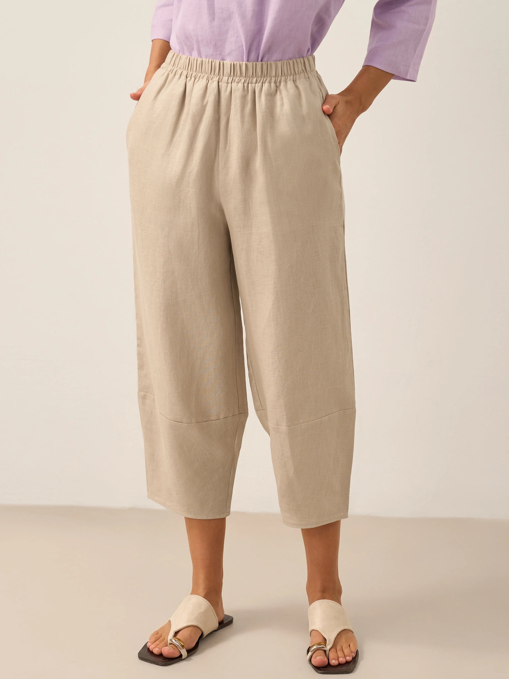 100% Linen Crop Pants RORY by LINTICO for women