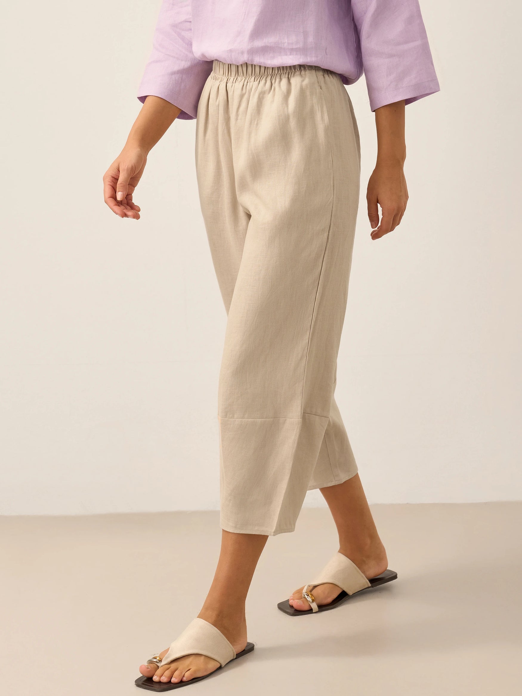 100% Linen Crop Pants RORY by LINTICO for women