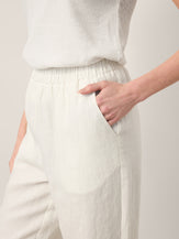 100% Linen Double Pleat Button Hem Pull-On Pants LINDSEY by LINTICO for women
