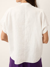 100% Linen Double Ruffle Soft Collar Top VERONICA by LINTICO for women