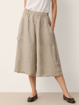 100% Linen Drawstring Hem Elasticated Waist Balloon Pants CALANTHE by LINTICO for women