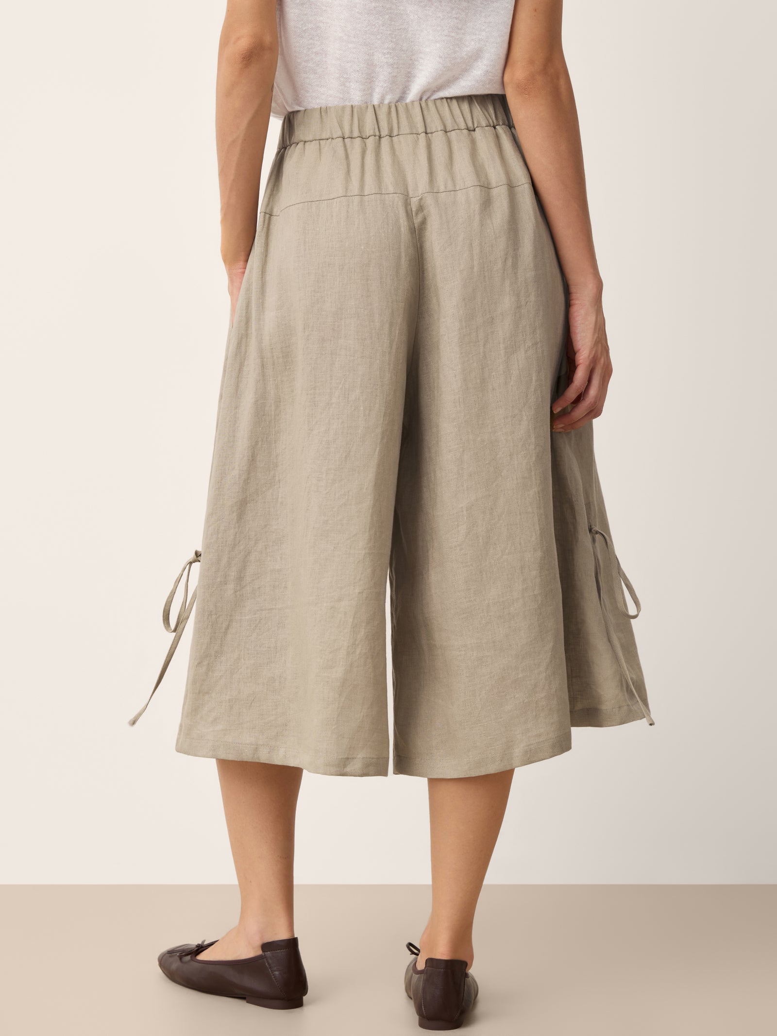 100% Linen Drawstring Hem Elasticated Waist Balloon Pants CALANTHE by LINTICO for women