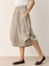 100% Linen Drawstring Hem Elasticated Waist Balloon Pants CALANTHE by LINTICO for women