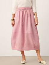100% Linen Drawstring Lantern Maxi Skirt with Pockets ROXANNE by LINTICO for women