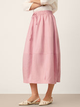 100% Linen Drawstring Lantern Maxi Skirt with Pockets ROXANNE by LINTICO for women