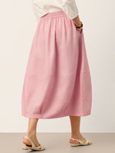 100% Linen Drawstring Lantern Maxi Skirt with Pockets ROXANNE by LINTICO for women