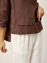 100% Linen Drop Shoulder Asymmetric Layered Hem Overtop VIOLA by LINTICO for women