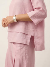 100% Linen Drop Shoulder Asymmetric Layered Hem Overtop VIOLA by LINTICO for women