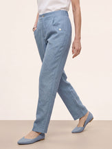 100% Linen Front Pleat Tapered Ankle Pants VIVICA by LINTICO