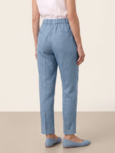 100% Linen Front Pleat Tapered Ankle Pants VIVICA by LINTICO