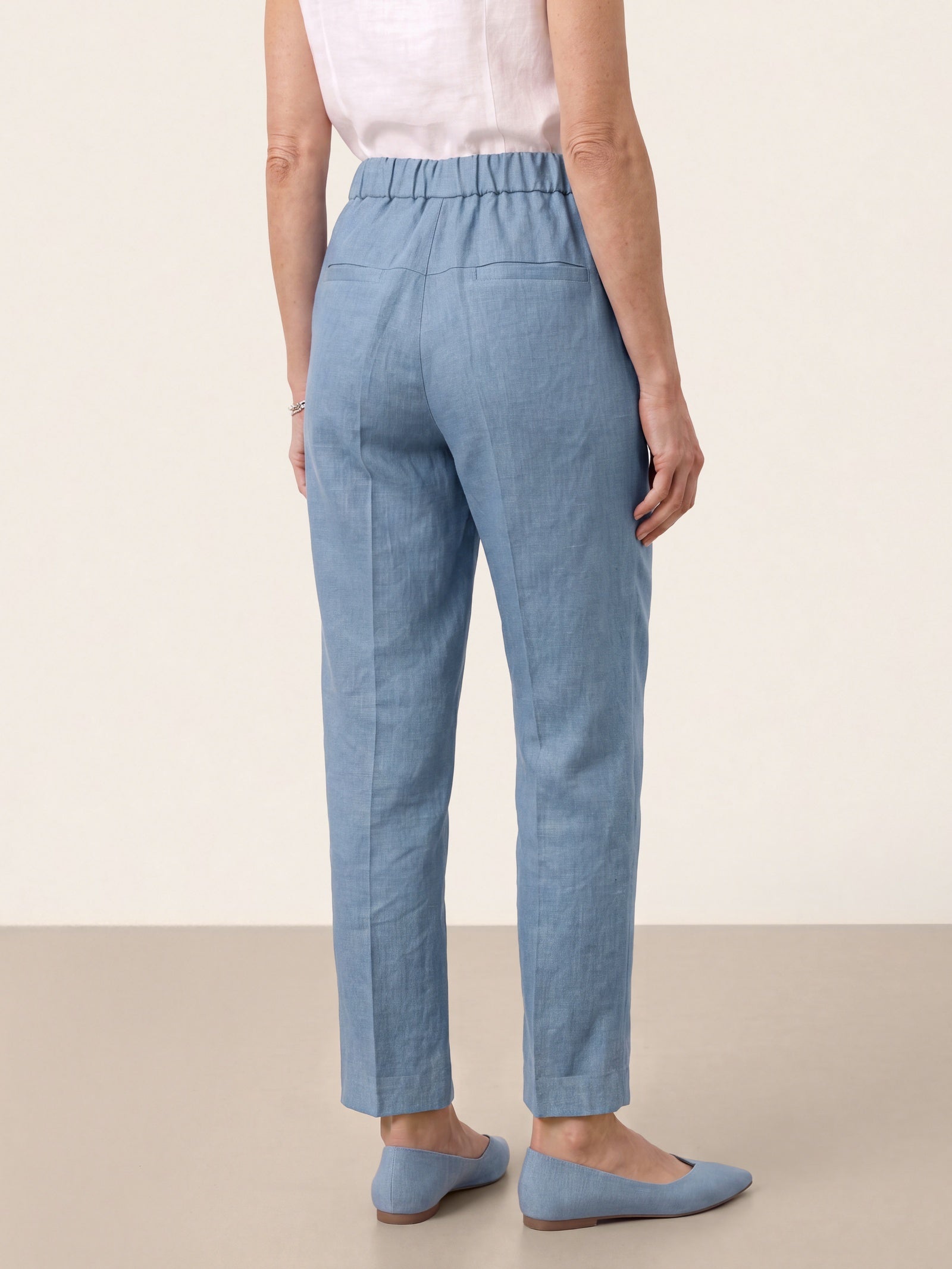 100% Linen Front Pleat Tapered Ankle Pants VIVICA by LINTICO