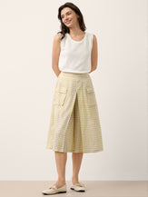 100% Linen Gingham Split Front Culotte Pants DAVINA by LINTICO