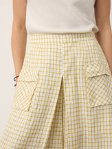 100% Linen Gingham Split Front Culotte Pants DAVINA by LINTICO
