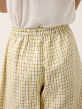 100% Linen Gingham Split Front Culotte Pants DAVINA by LINTICO