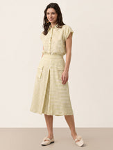 100% Linen Gingham Split Front Culotte Pants DAVINA by LINTICO
