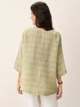 100% Linen Gingham V-Neck High-Low Overtop ALTHEIA by LINTICO for women