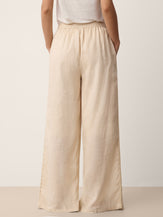 100% Linen Lace-Panel Split-Hem Pants BRONTE by LINTICO for women