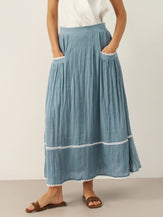 100% Linen Lace-Up Pocket Skirt FENLA by LINTICO for women