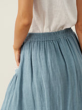 100% Linen Lace-Up Pocket Skirt FENLA by LINTICO for women
