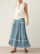 100% Linen Lace-Up Pocket Skirt FENLA by LINTICO for women