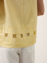 100% Linen Lattice Hem Tank Top ELORA by LINTICO