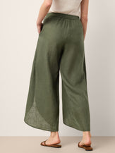 100% Linen Layered Slit Wide-Leg Drawstring Pants PEREGRINE by LINTICO for women