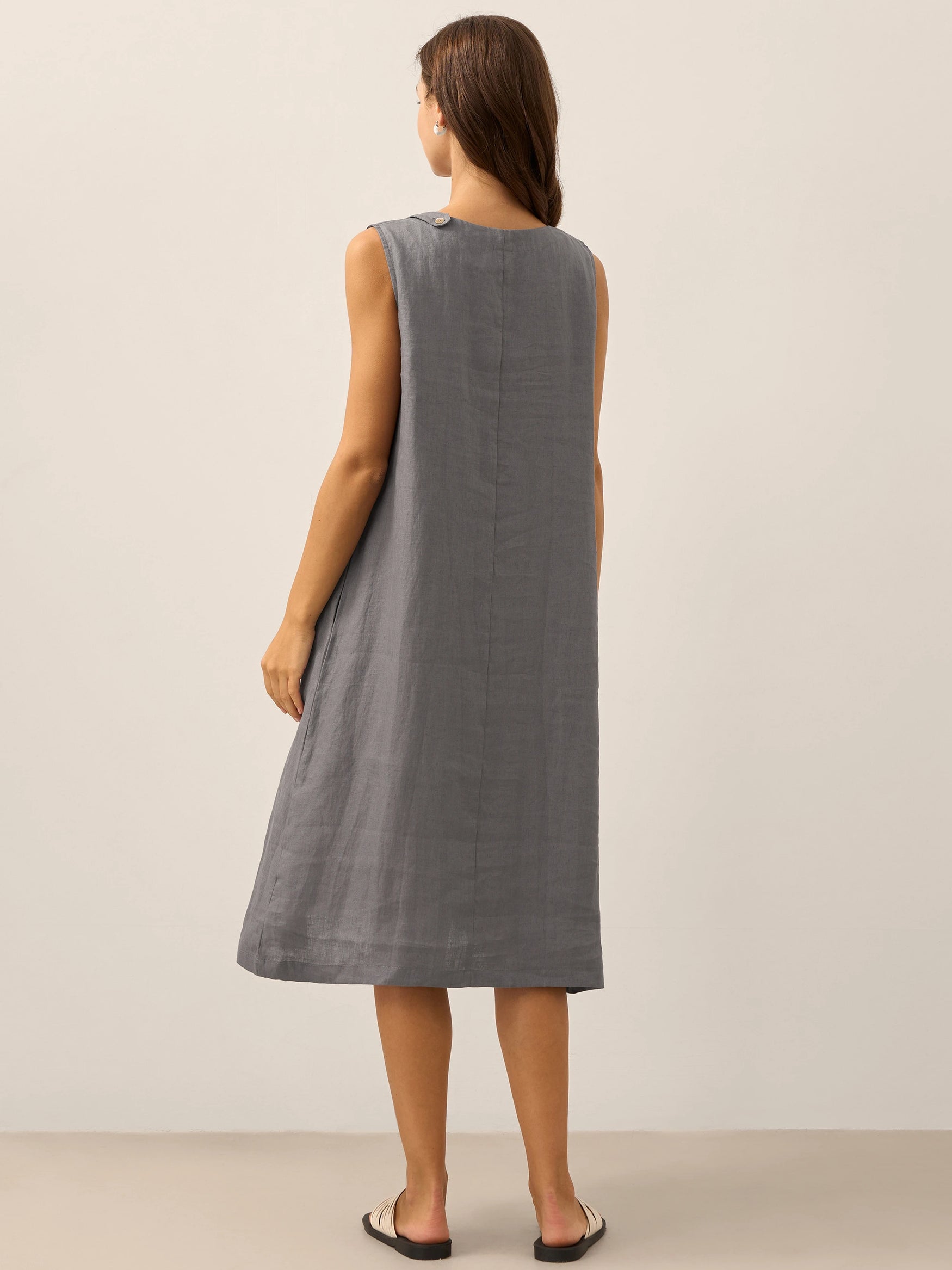 100% Linen Sleeveless Dress SIENNA by LINTICO for women