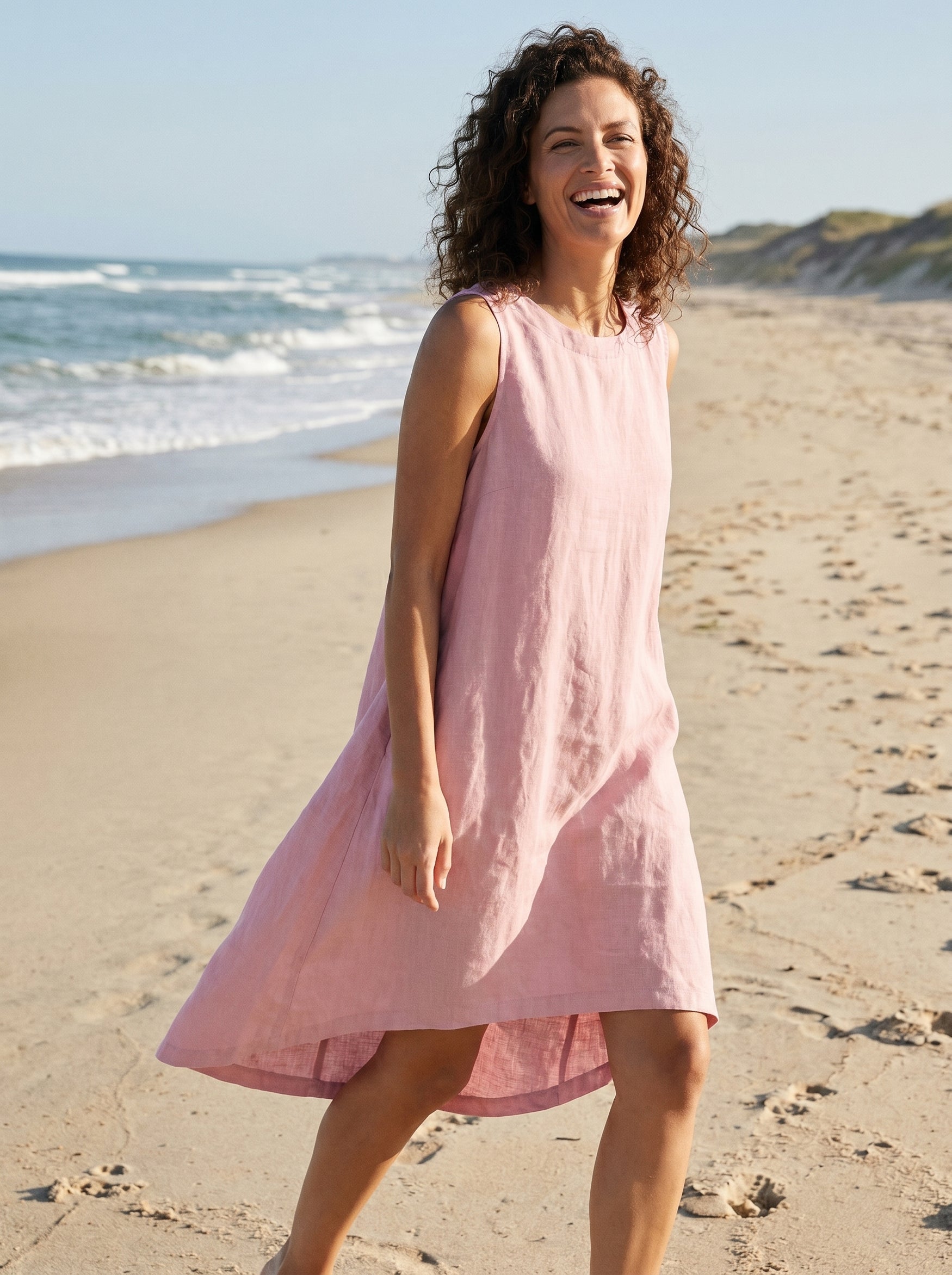 100% Linen Sleeveless Dress SIENNA by LINTICO for women