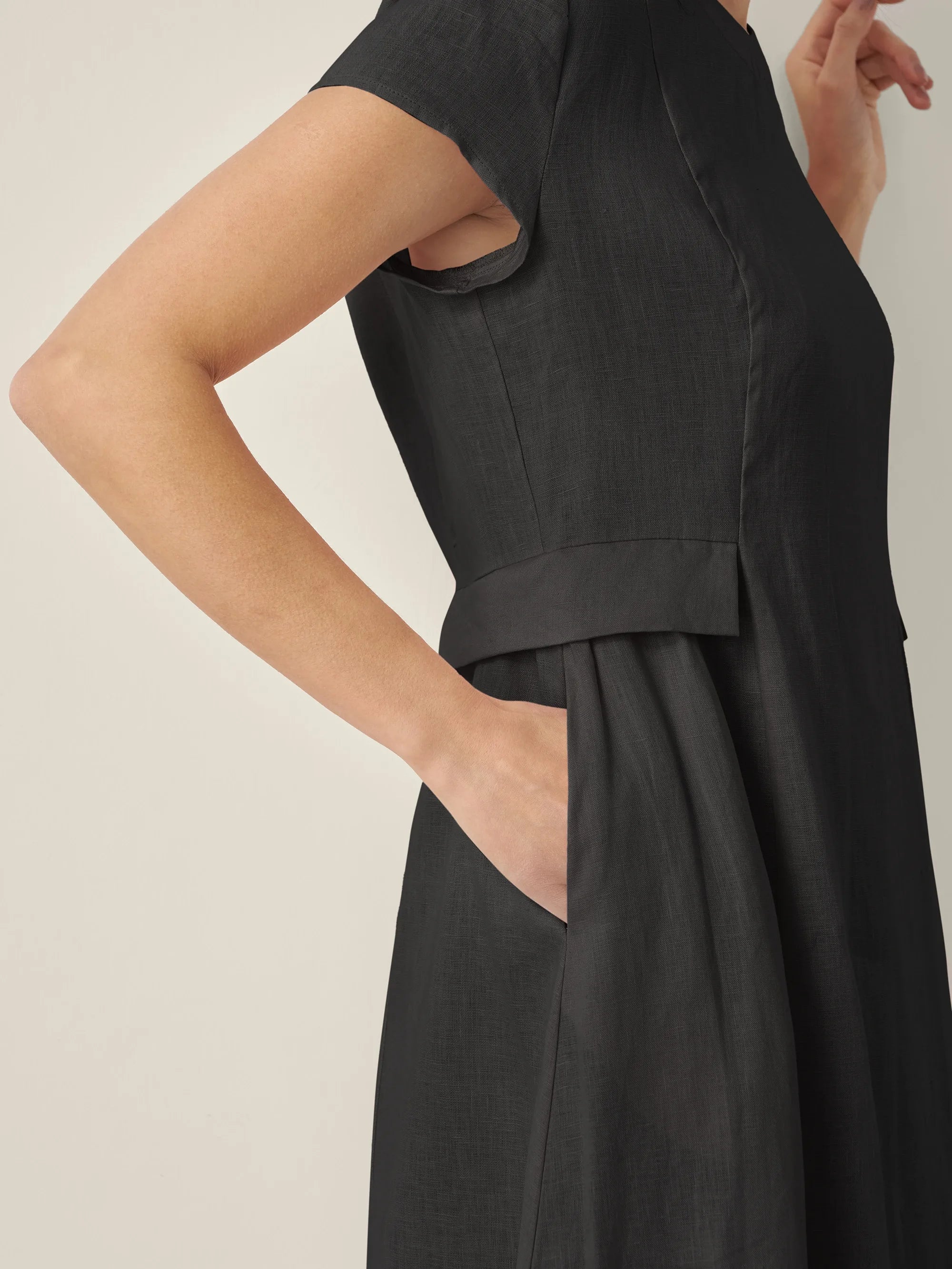 100% Linen Natural Summer V-Neck Dress