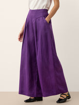100% Linen Pleated Waist Wide Leg Pants LOUISA by LINTICO for women