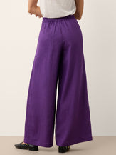100% Linen Pleated Waist Wide Leg Pants LOUISA by LINTICO for women