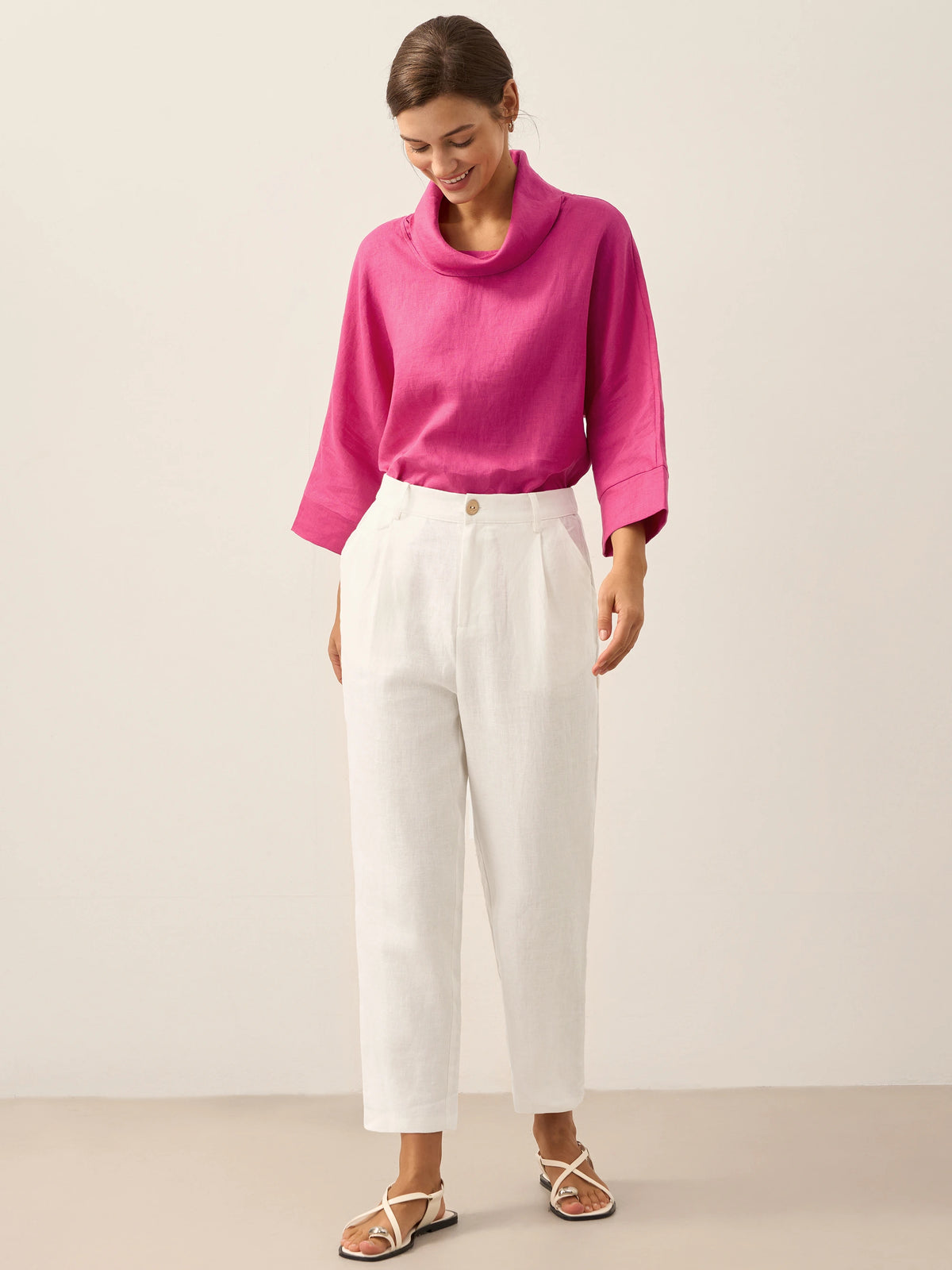100% Linen Relaxed Fit Lightweight Cover-Up Bottoms WINONA by LINTICO for women