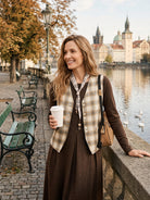 100% Linen Reversible Denim Texture Button Front Vest HARPER by LINTICO, product image 2 of 11