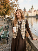 100% Linen Reversible Denim Texture Button Front Vest HARPER by LINTICO, product image 2 of 11