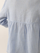 100% Linen Round Neck Artistic Stripe Top FLORENCE by LINTICO for women