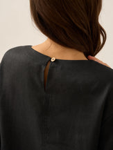 100% Linen Round Neck Button Detail Midi Dress JELENA by LINTICO for women
