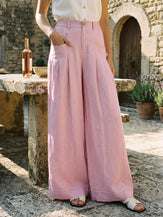 100% Linen Sculpted Pleat Elasticated Back Relaxed Pants VERIDIANA by LINTICO for women